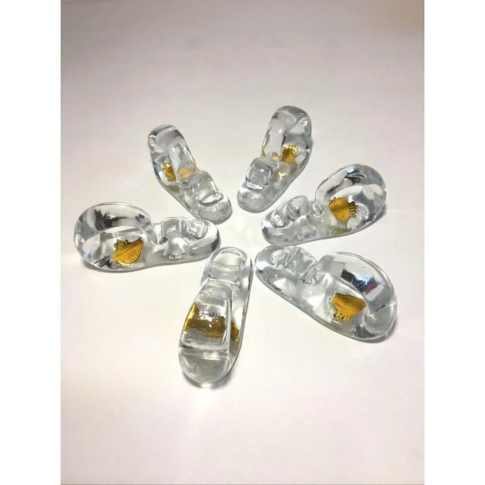 Vintage Lead Crystal Napkin Rings 24% PBO W Germany 6 Holders Glas Von Marion